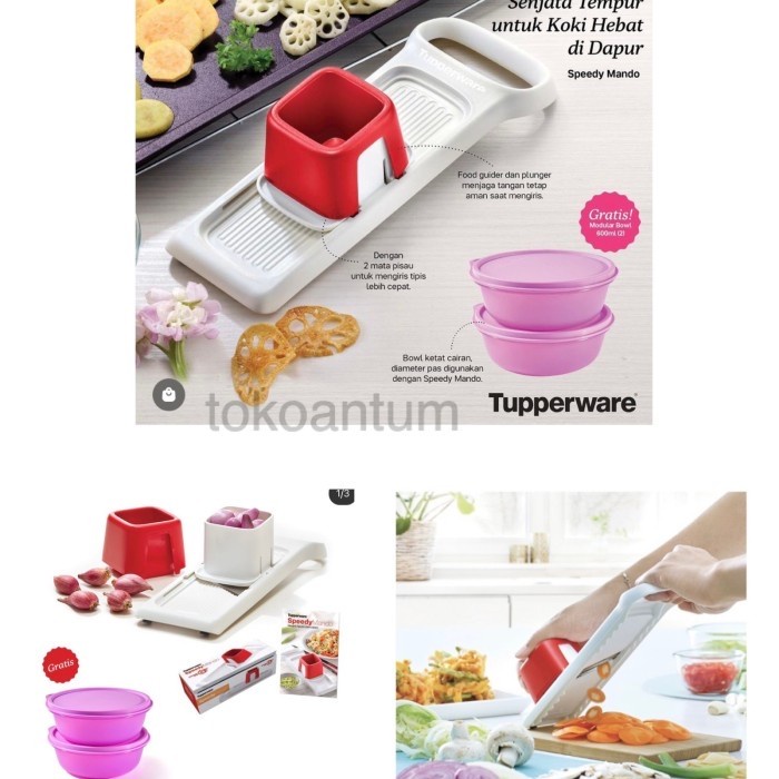 Promo Alat Pengiris Bawang + Bonus 2 Pcs Bowl @600M Tupperware Speedy Mando