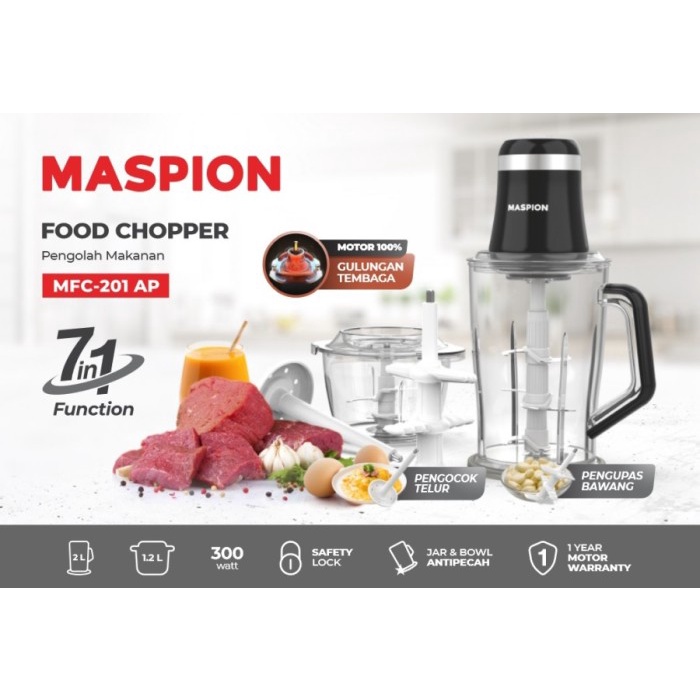 Promo Maspion Mfc 201 Ap Food Chopper Blender Pencacah Makanan Bumbu Daging