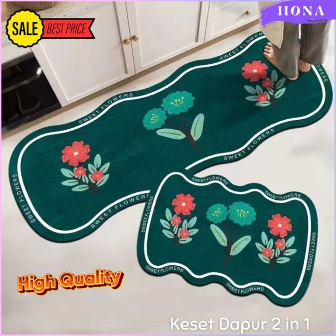 Keset Kaki Anti Slip 2 Pcs / Keset Dapur 2 In 1