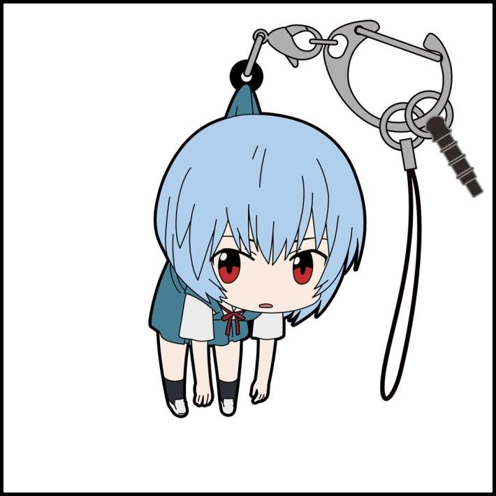 GRATIS ONGKIR REI AYANAMI COSPA TSUMAMARE PINCHED RUBBER STRAP KEYCHAIN EVANGELION