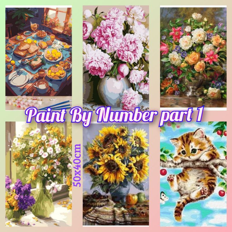 DIY PAINT BY NUMBER SERI BUNGA HEWAN PAINTING BY NUMBER PAKET MELUKIS DENGAN ANGKA