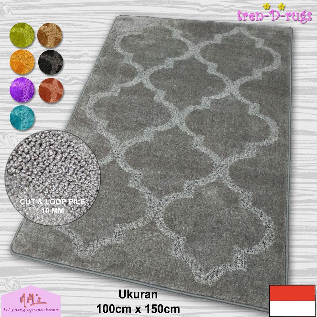 Tren-D-rugs Karpet plush lantai permadani tebal halus motif 3D timbul anti slip 100 cm x 150 cm -NMs