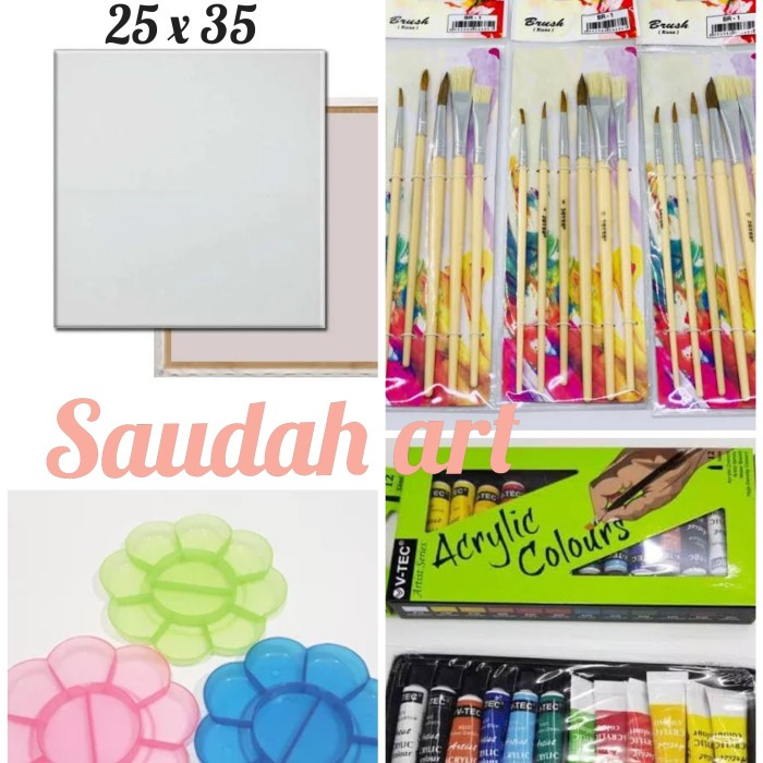 

Paket Kanvas Lukis (Kanvas 25X35,Kuas,Palet,Cat Akrilik)