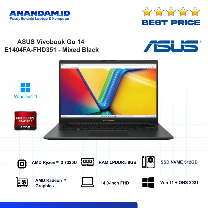 ASUS Vivobook Go 14 E1404FA-FHD351 - Mixed Black