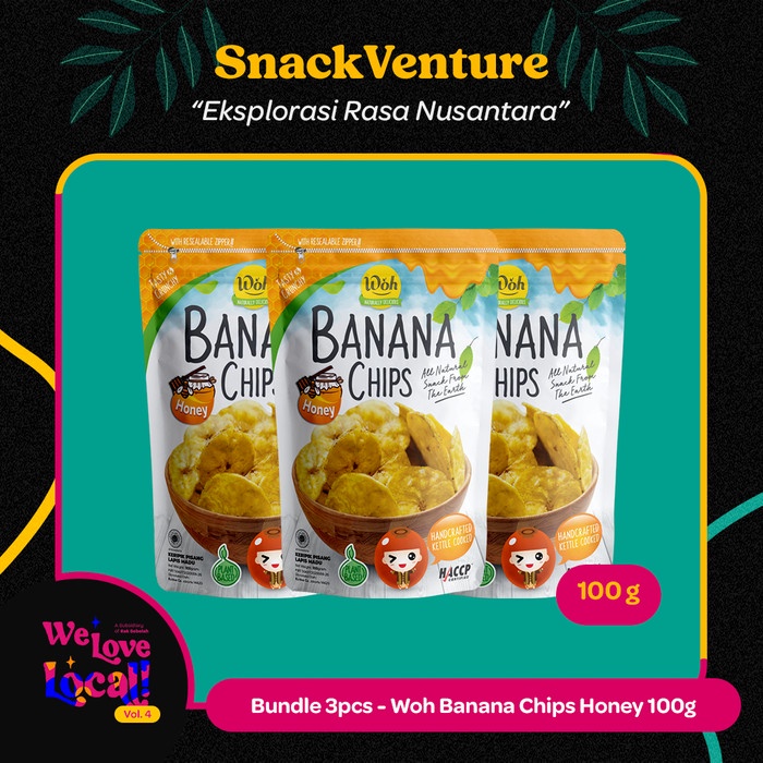 

Keripik - Bundle 3Pcs - Woh Banana Chips Honey 100G Keripik Pisang Madu Less Oil