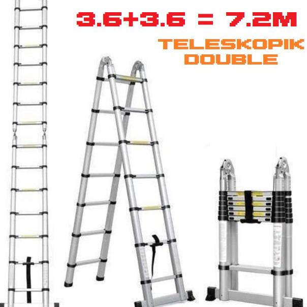 Tangga Teleskopik Double 7M / 7 Meter Type A Tangga Lipat Aluminium