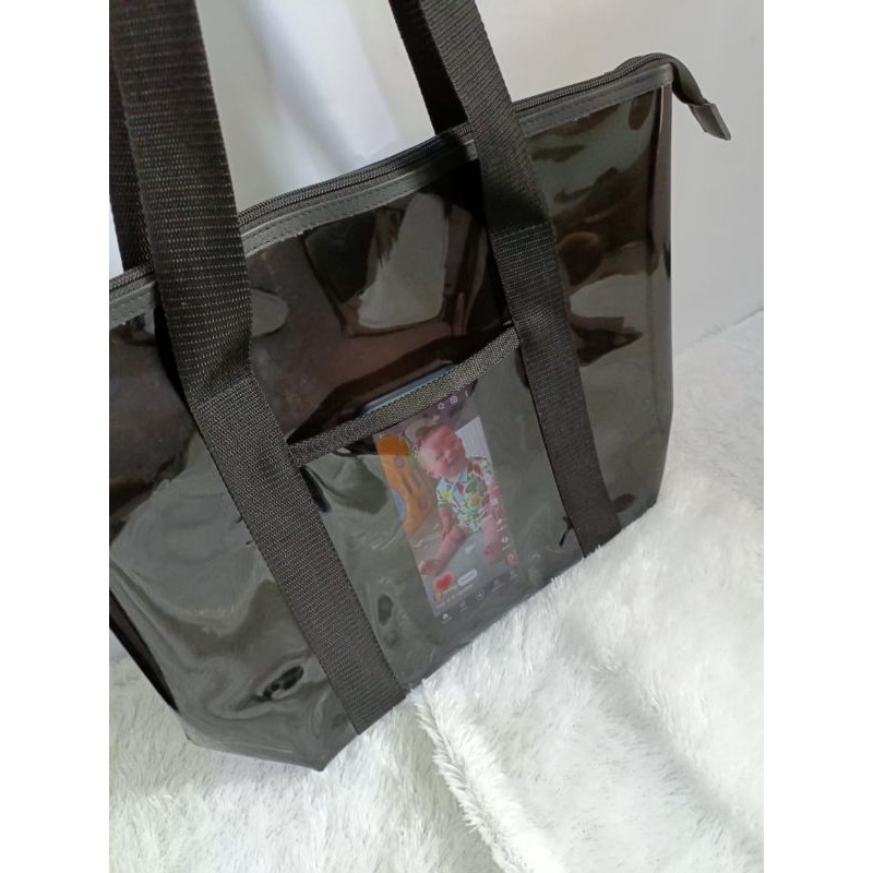 Totebag Wanita Transparan Ka Warna Hitam Tas Kuliah