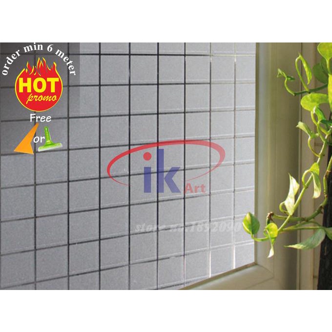 Sticker / Stiker Kaca Sandblast Motif Kotak