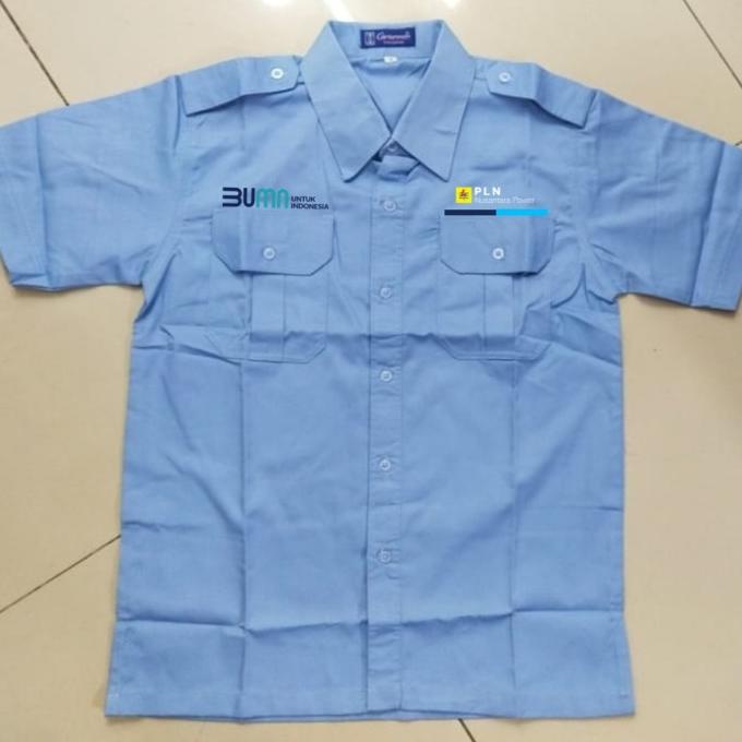 Kemeja PLN Nusantara Power BUMN Biru Muda PDH Lengan Pendek Pria