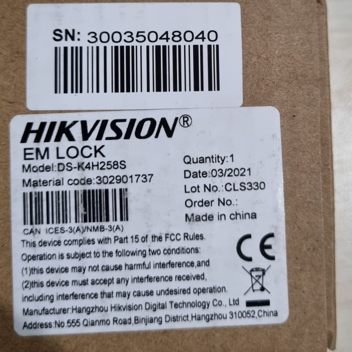 Promo Hikvision K4H258S . Ds-K4H258S Magnetic Lock Single Door