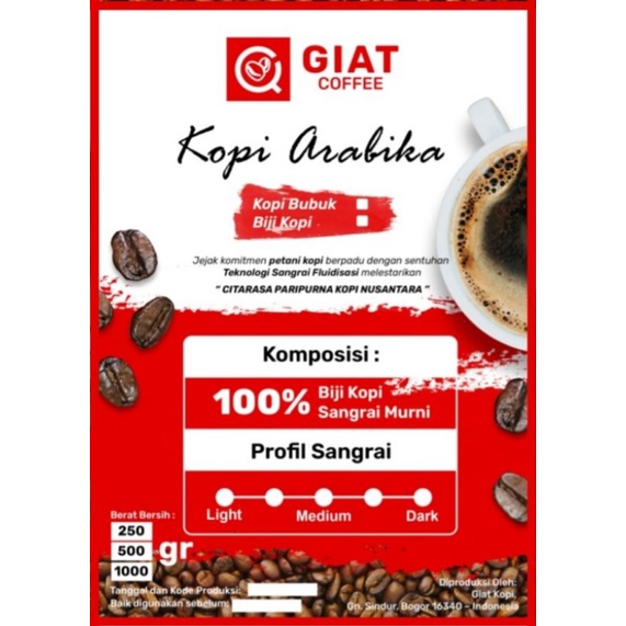 

Kopi Arabika Gayo Natural | Giat Coffee Arabica Gayo Natural 250gr