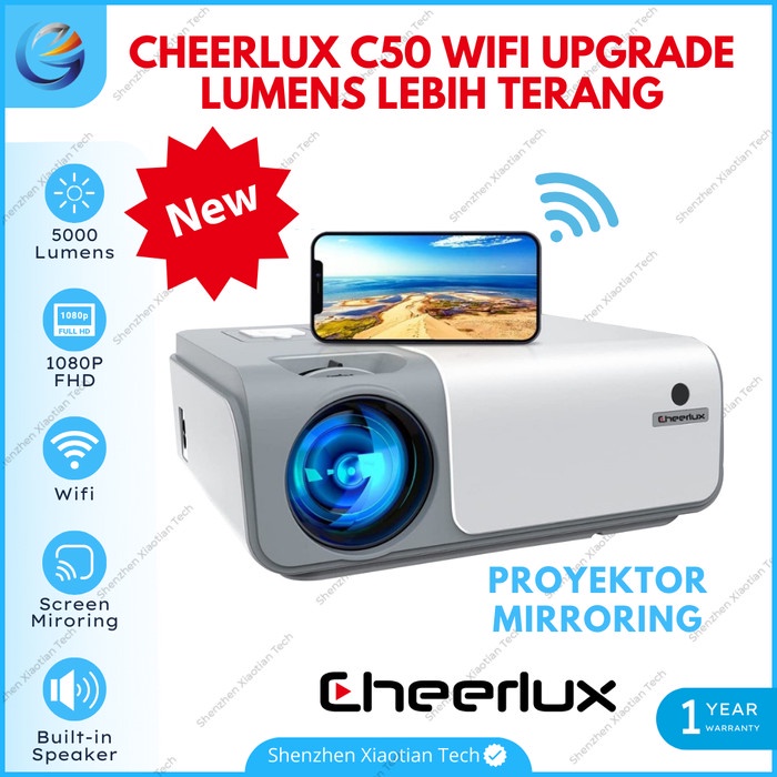 Cheerlux Mini LED Projector C50 4000 Lumens Wifi Projector Cheerlux