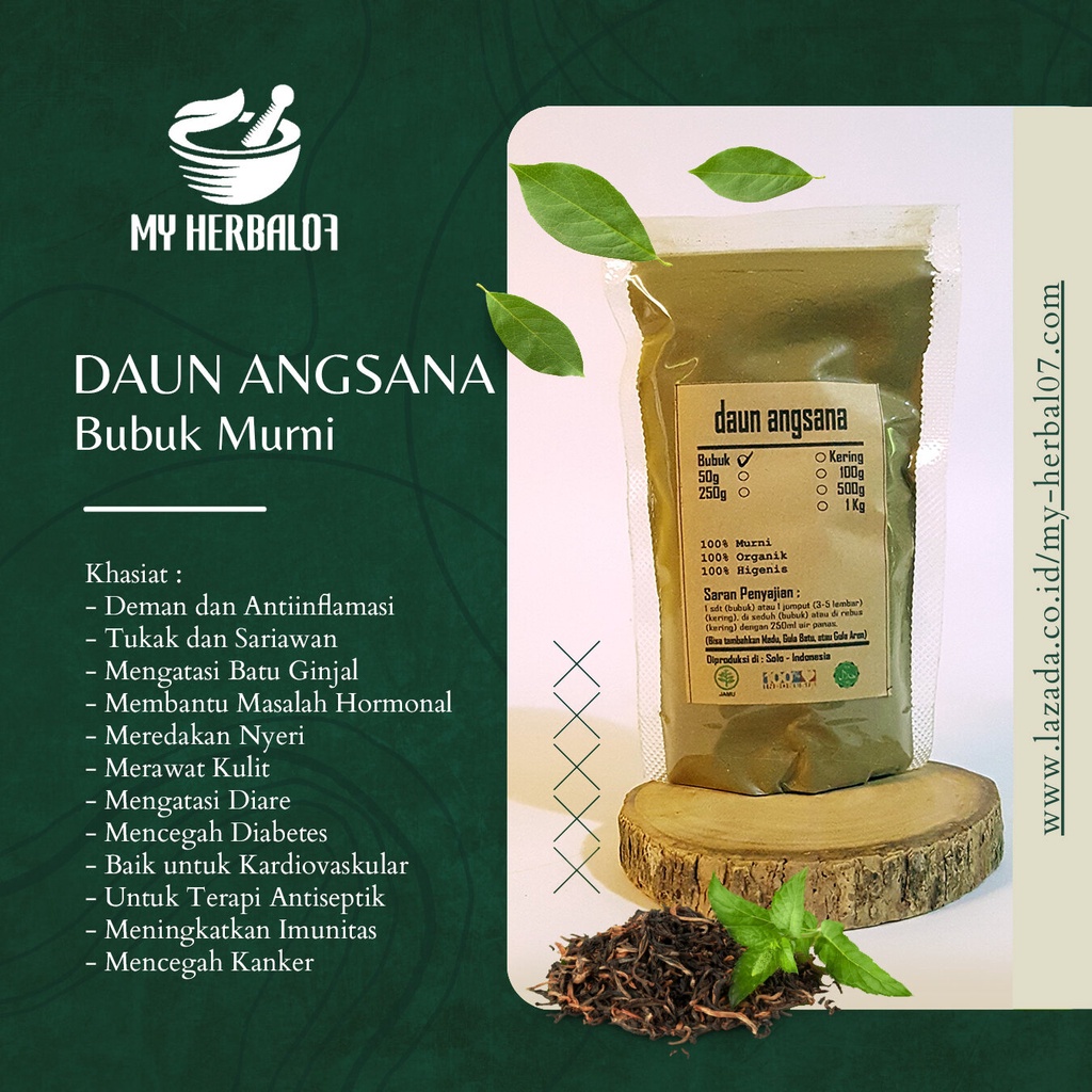 Herbal Kesehatan Daun Angsana Bubuk / Pterocarpus Indicus 100 Gram