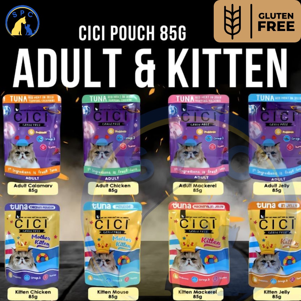 CICI Pouch 85gr Makanan Kucing Basah Wet Food Premium GrainFree