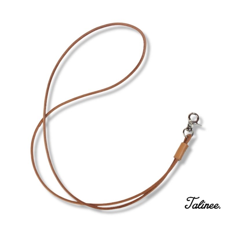 Tali ID Card Kulit / Lanyard ID Card Nametag kulit - Natural