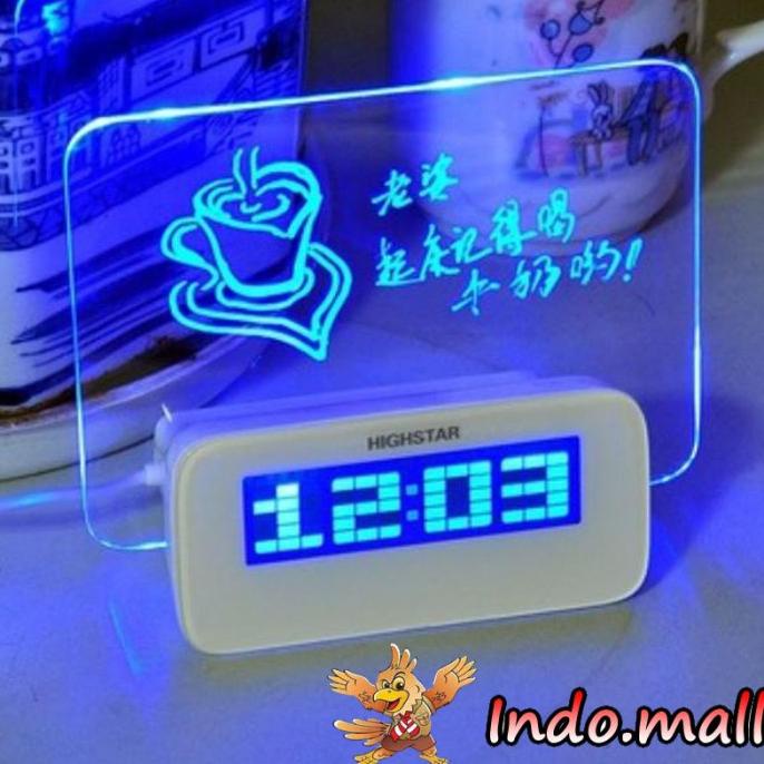 

Jam Alarm Papan Tulis Memo Board LED Unik Kado Valentine Romantis
