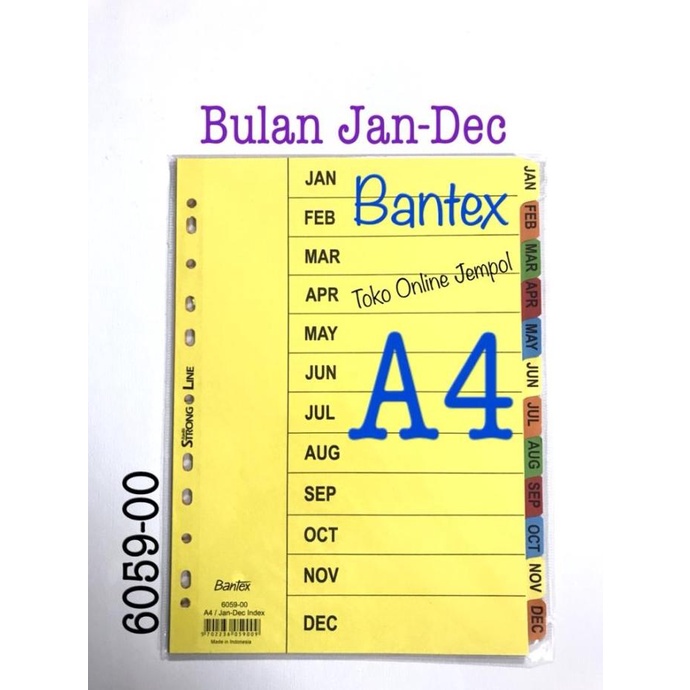 

A4 Bulan Jan-Dec File Divider 6059-00 Bantex Karton Pembatas ATK1190BX