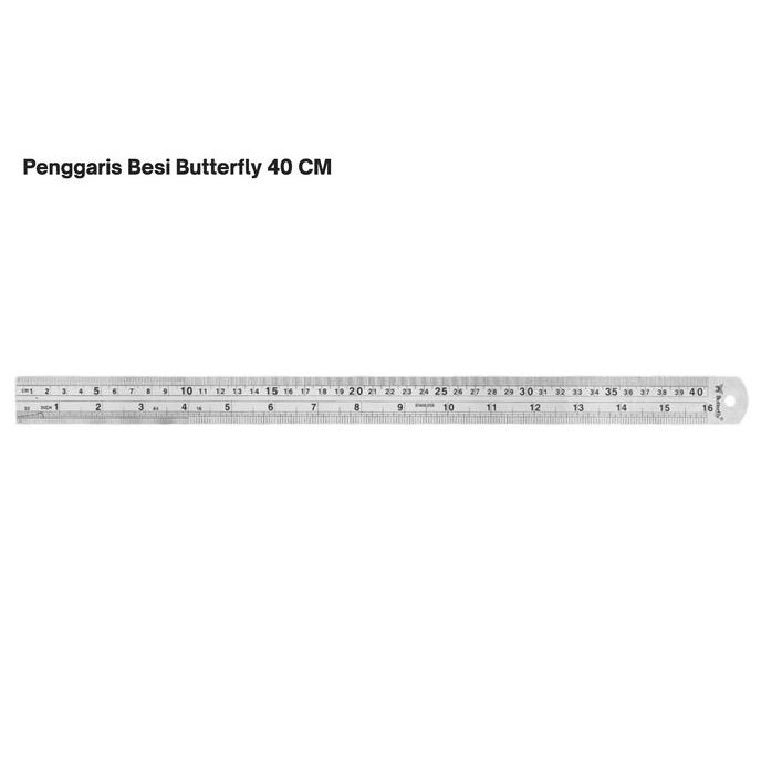 

BESI 40cm Penggaris Butterfly Stainless Steel Ruler Mistar ATK1533BF