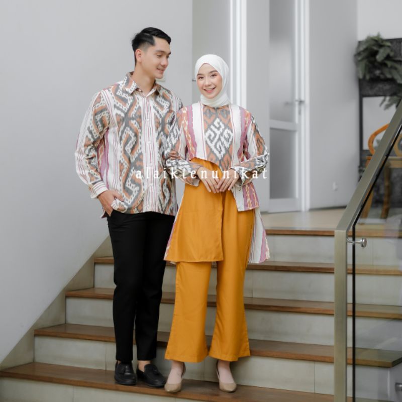BAJU TENUN - SET TENUN ATASAN DAN BAWAHAN MARSYA CHROME YELLOW  (SET TENUN MARSYA DAN KEMEJA / COUPL