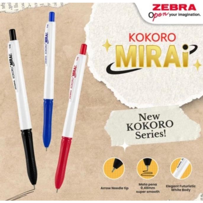 

12pcs Pulpen 0.48 Kokoro Mirai zebra gel pen needle point ATK1522KR