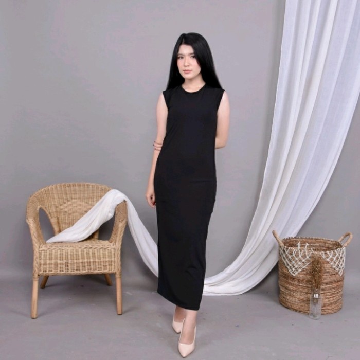 Inner Dress Dalaman Gamis Manset Tanpa Lengan Warna Polos Bahan Jersey