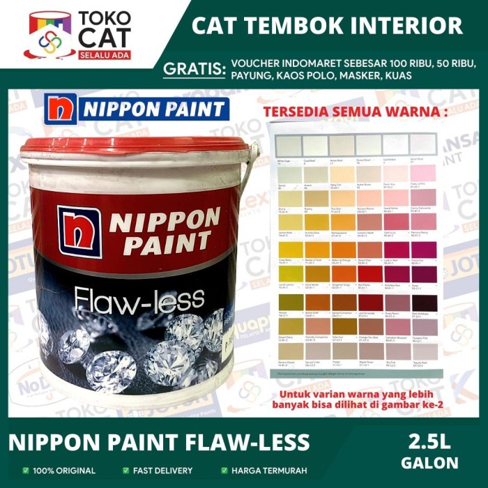 Cat Tembok Interior Nippon Flawless Brilliant White 1001 / Tinting 2.5 Liter Galon //Cat Tembok Dalam