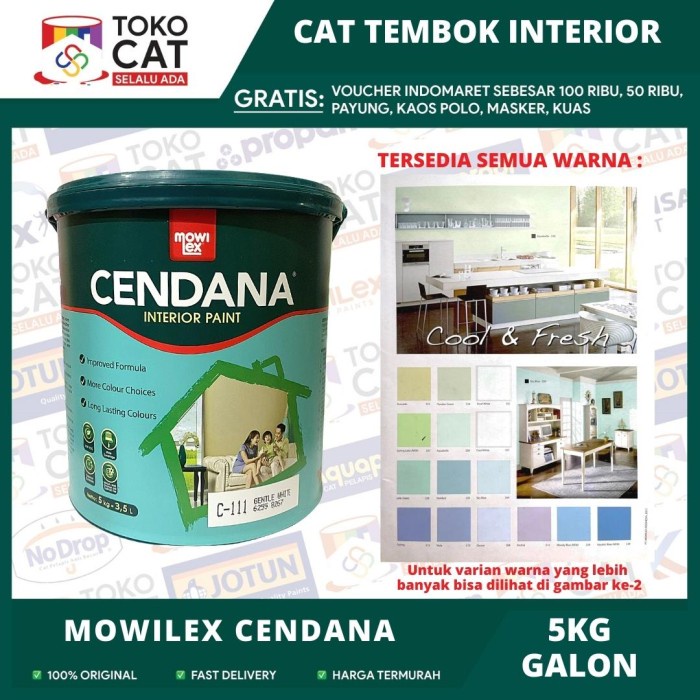 Cat Tembok Interior Mowilex Cendana Semua Warna Ukuran 5 Kg Galon //Cat Tembok Dalam