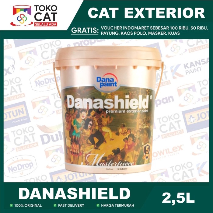 Cat Tembok Exterior Dana Paint DANASHIELD Warna Putih / 2,5 Liter Galon // Cat Tembok Luar // Cat Te