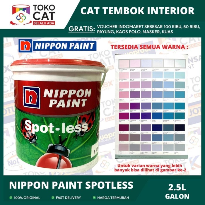 Cat Tembok Dalam Nippon Paint Spotless Warna Brilliant White 2.5 Liter Galon // Cat Tembok Interior // Cat Anti Noda