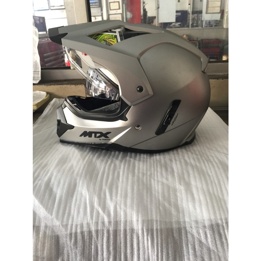 HELM FULL FACE YF-N5 MTX SILVER DOFF SIZE XXL (MINUS TERKELUPAS) SLIDE AKHIR Y29-L806Y-50