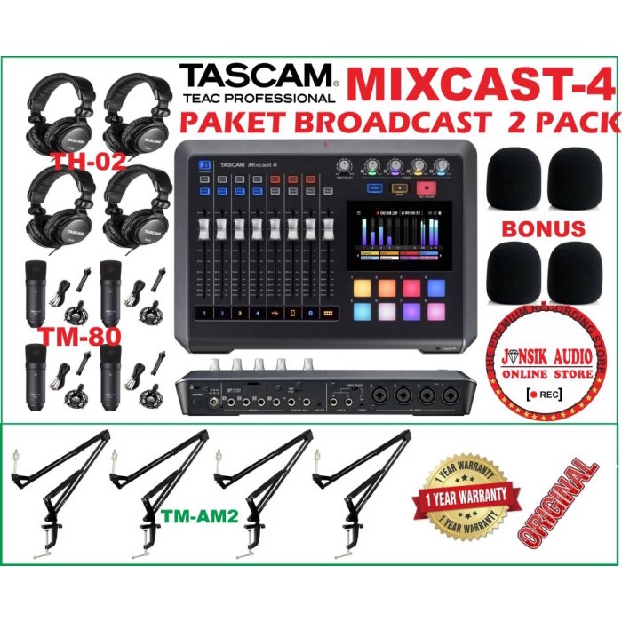 Paket Podcast Tascam Mixcast4 Paket Broadcast Premium