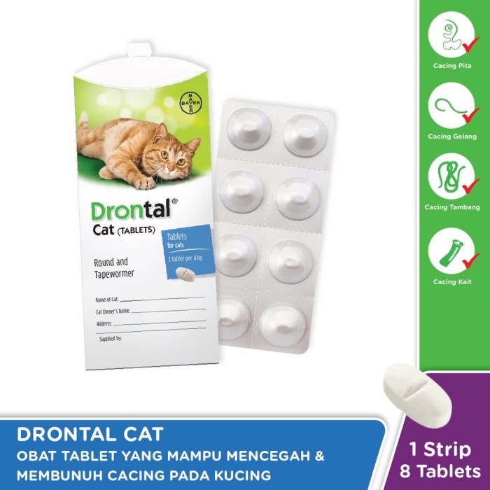 Drontal cat asli original obat cacing kucing 1 tablet drontal bayer