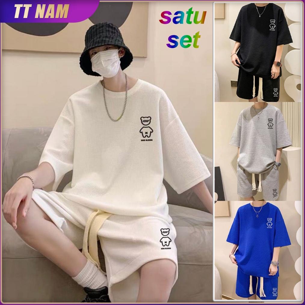 PROMO Kaos pria cantik Baju satu set pria setelan satu set pria baju Kaos oversize pria Baju setelan