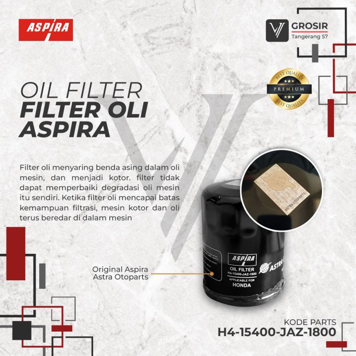 Filter Oli Honda City Aspira H4-15400-Jaz Oil Filter Best