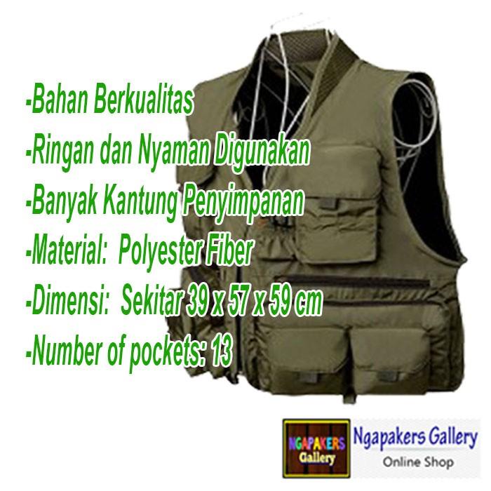 Rompi Pancing Fishing Vest Quick Dry Jacket Deukio Xl - Green Army