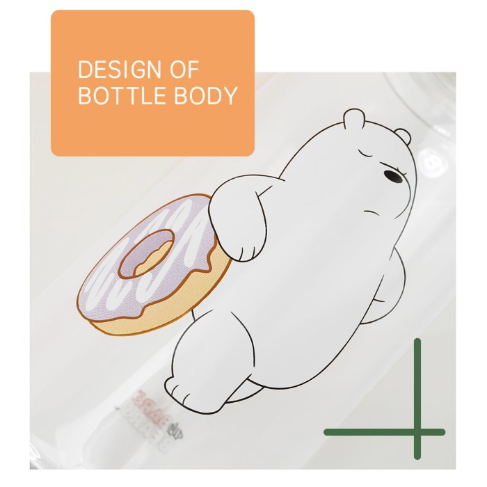 Terbaru Miniso We Bare Bears Botol Minum Air Kaca Borosilikat Tinggi 600Ml