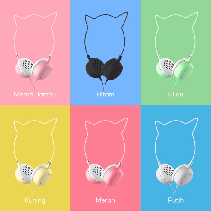 Terbaru Miniso Headset Headphone Earphone On Ear Kabel Telinga Kucing Cat Ears