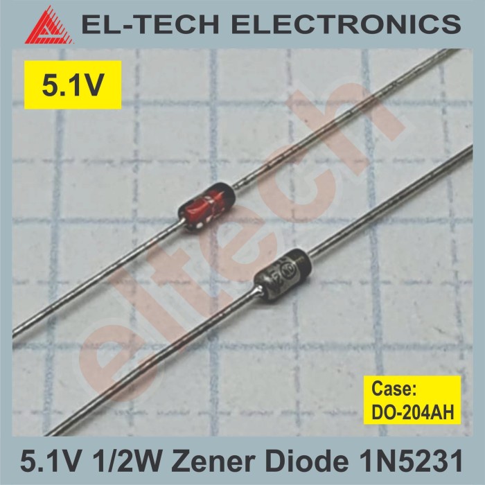 TERLARIS 5.1V 5V1 1N5231 Zener Diode 0.5W 1/2W 0.5 1/2 Watt 0.5Watt 1/2Watt