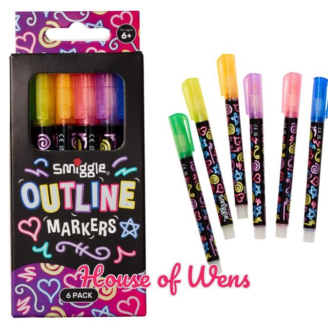 

Smiggle Outline Markers Pack X6 Original - Pen Outline Stok Terbatas