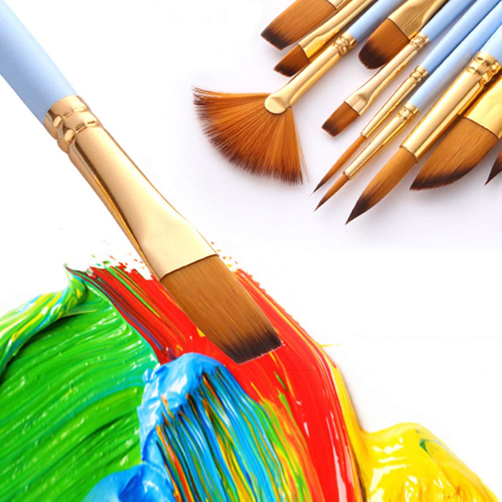

12 Pcs Kuas Set Lukis Nylon Hair Brush Set Watercolor Set Art Supplies Artist Paint Brush Kuas Cat