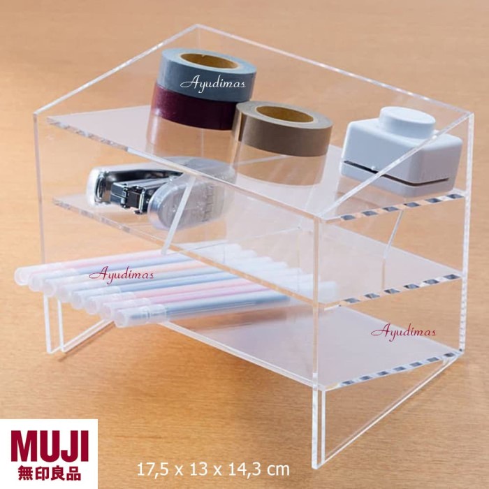 

[COD] Muji Acrylic Storage Rack Large - Desk Organizer Terbatas