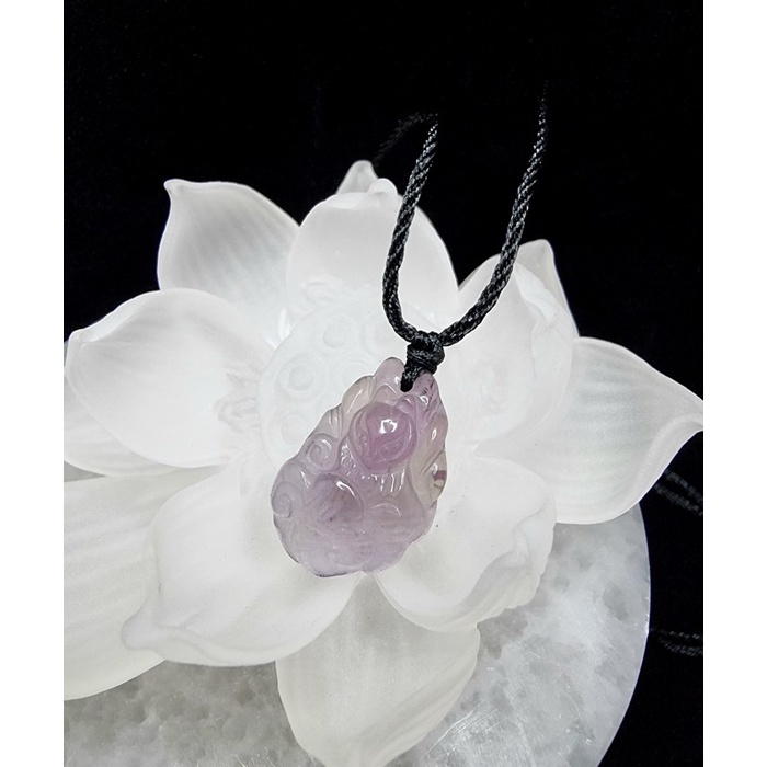 [Baru] Kalung Liontin Batu Amethyst Quartz 9 Tails Fox Natural 25Mm F937 Terbaru