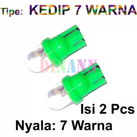 Lampu LED T10 Rainbow Kedip 7 WARNA Senja Sein Sen 12V Mobil Motor Beat Mio Soul Scoopy Vario