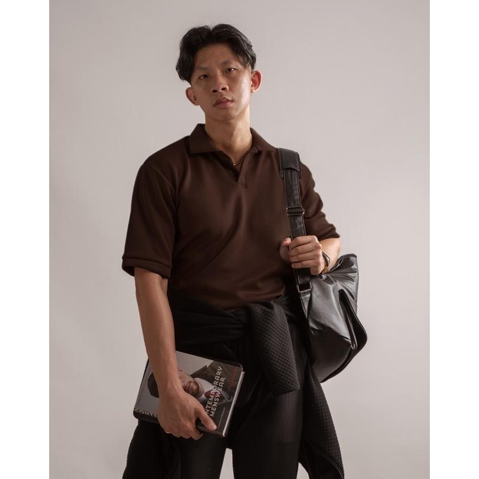 Fashion Pria | Polo Shirt Scuba Modern Fit - Coffee Kekinian