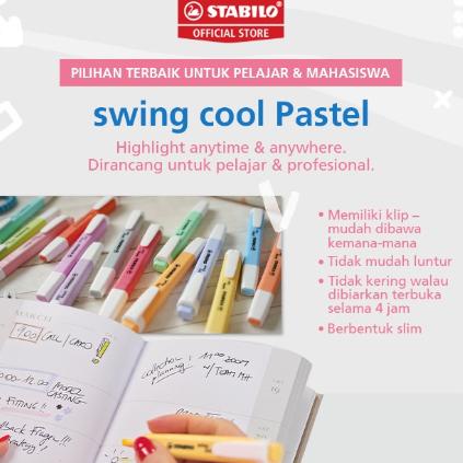 

New STABILO swing cool Pastel Highlighter Pen Marker Spidol Warna Warni Stationery Set Alat Tulis !