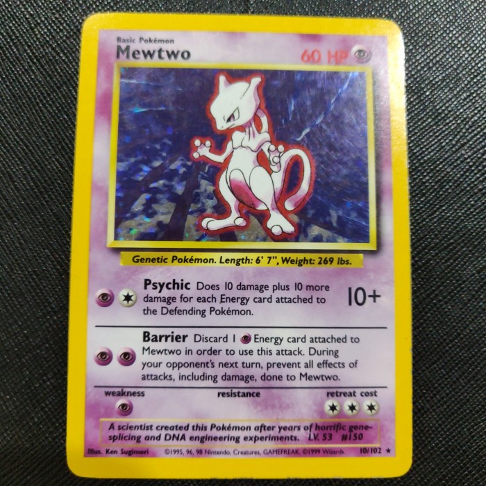 ✅COD Kartu Pokemon Tcg En Wotc Base Set Mewtwo Holo Lp Berkualitas