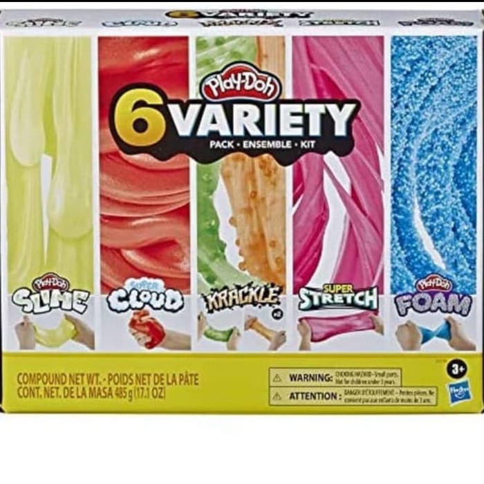 ✅New Ori Hashbro Playdoh Play-Doh Variety 6 Pack Slime Cloud Krackle Foam Berkualitas
