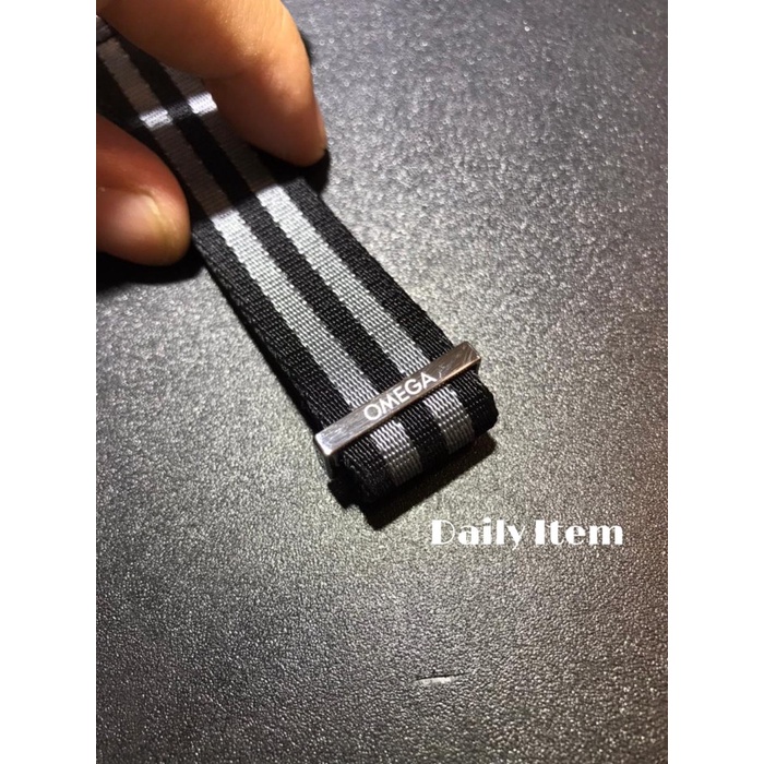 ✅New Ori Strap Nato Omega Tali Jam Tangan Omega Black Grey High Quality 20Mm Diskon