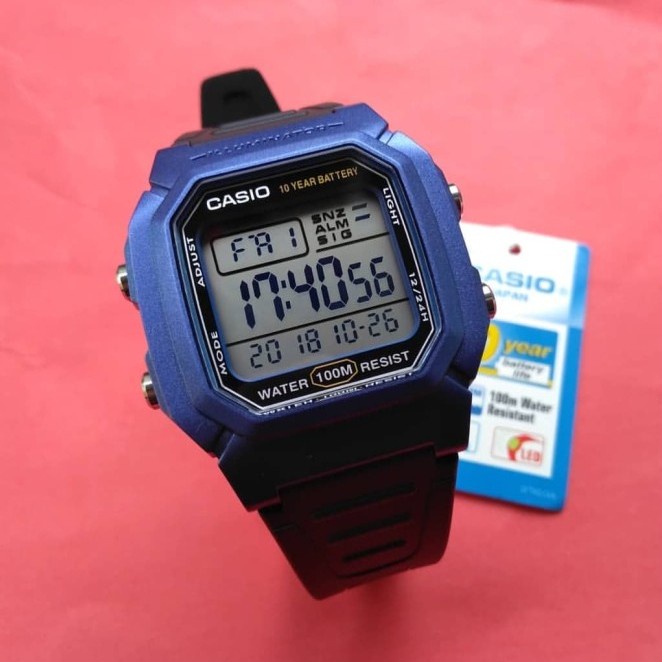 ✅New Ori Jam Tangan Casio W-800Hm-2Avdf Blue Black Sporty Pria Water Resist Ori Berkualitas