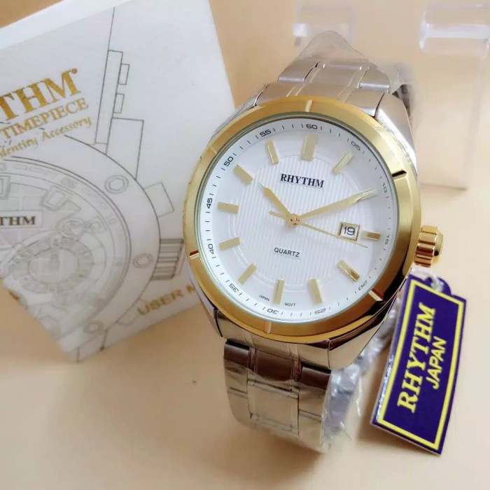 ✅New Ori Jam Tangan Pria Rhythm 1305 Silver Gold Terbaru